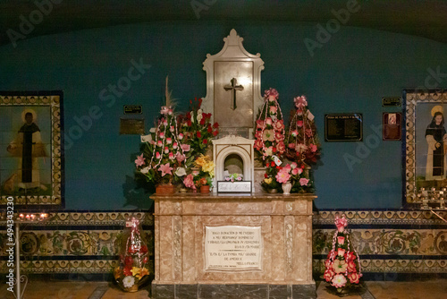 Interior with ikons on the wall in Santo Domingo convent museum in Lima, Peru photo