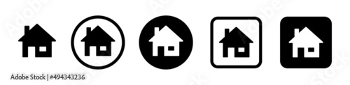 House sign icon collection in black flat design. Web home icon set.