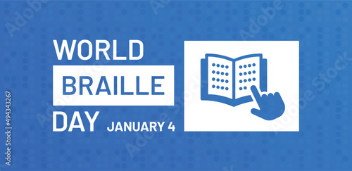World braille day on 4 January banner. Vector illustration