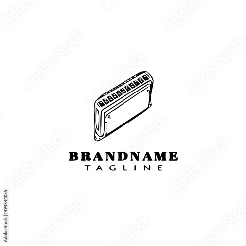 harmonica logo cartoon icon design template black isolated vector illustration