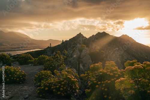 Fototapeta Photo of sir lowry's pass near Cape Town