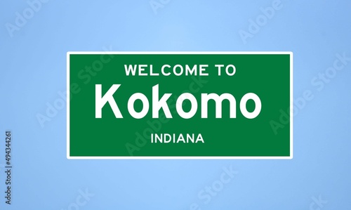 Kokomo, Indiana city limit sign. Town sign from the USA. photo