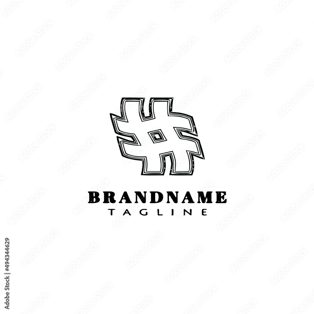 Fototapeta premium hash tag logo cartoon icon design template black isolated vector illustration