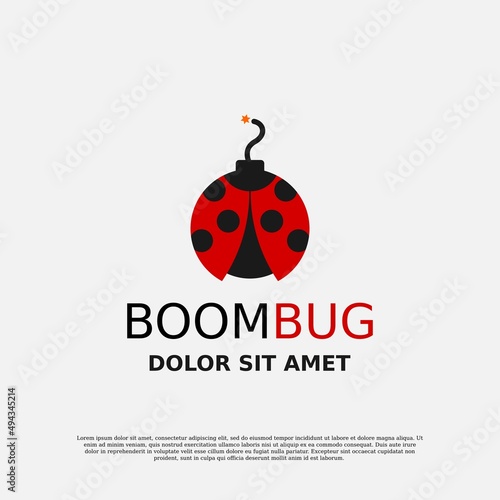 boom ladybug logo vector design template illustration