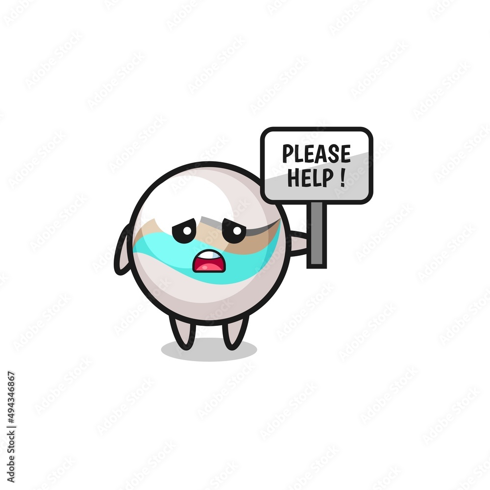 cute marble toy hold the please help banner