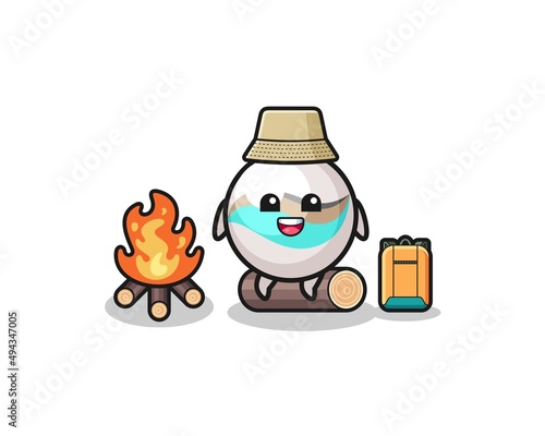 camping illustration of the marble toy cartoon