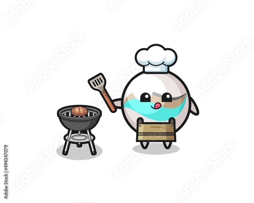 marble toy barbeque chef with a grill