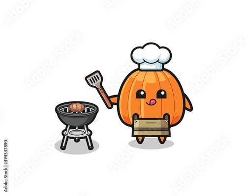 pumpkin barbeque chef with a grill