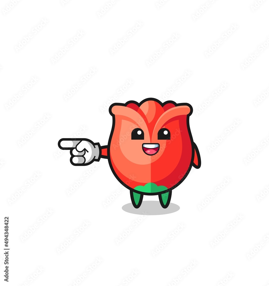 rose cartoon with pointing left gesture rose cartoon with pointing left gesture