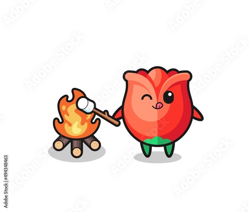 rose character is burning marshmallow