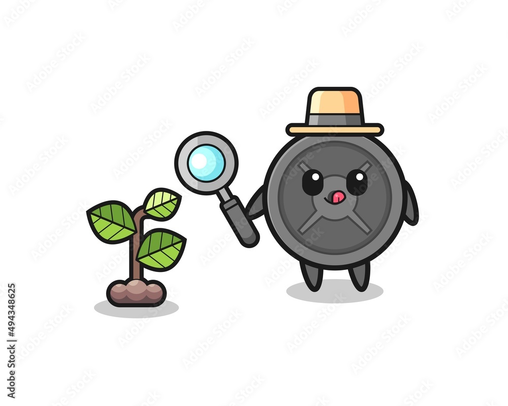 Fototapeta premium cute barbell plate herbalist researching a plants