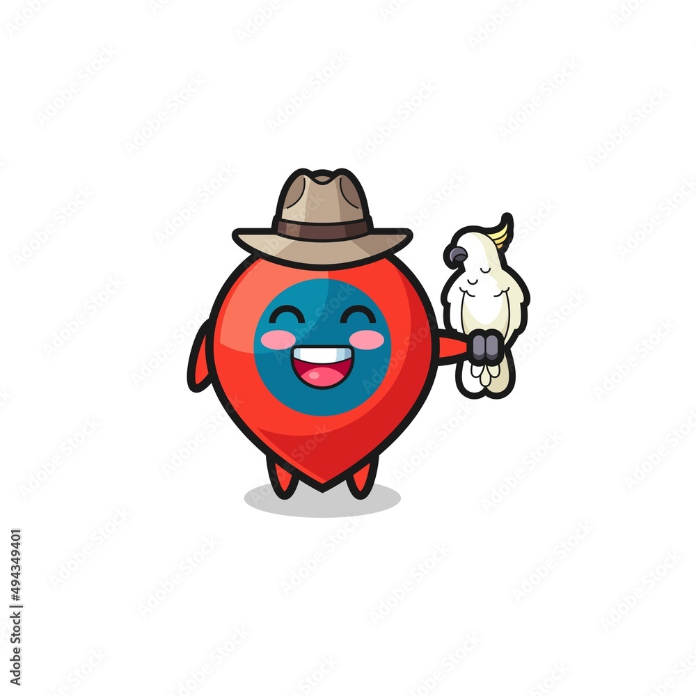 location symbol zookeeper mascot with a parrot location symbol zookeeper mascot with a parrot
