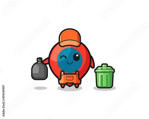 the mascot of cute location symbol as garbage collector