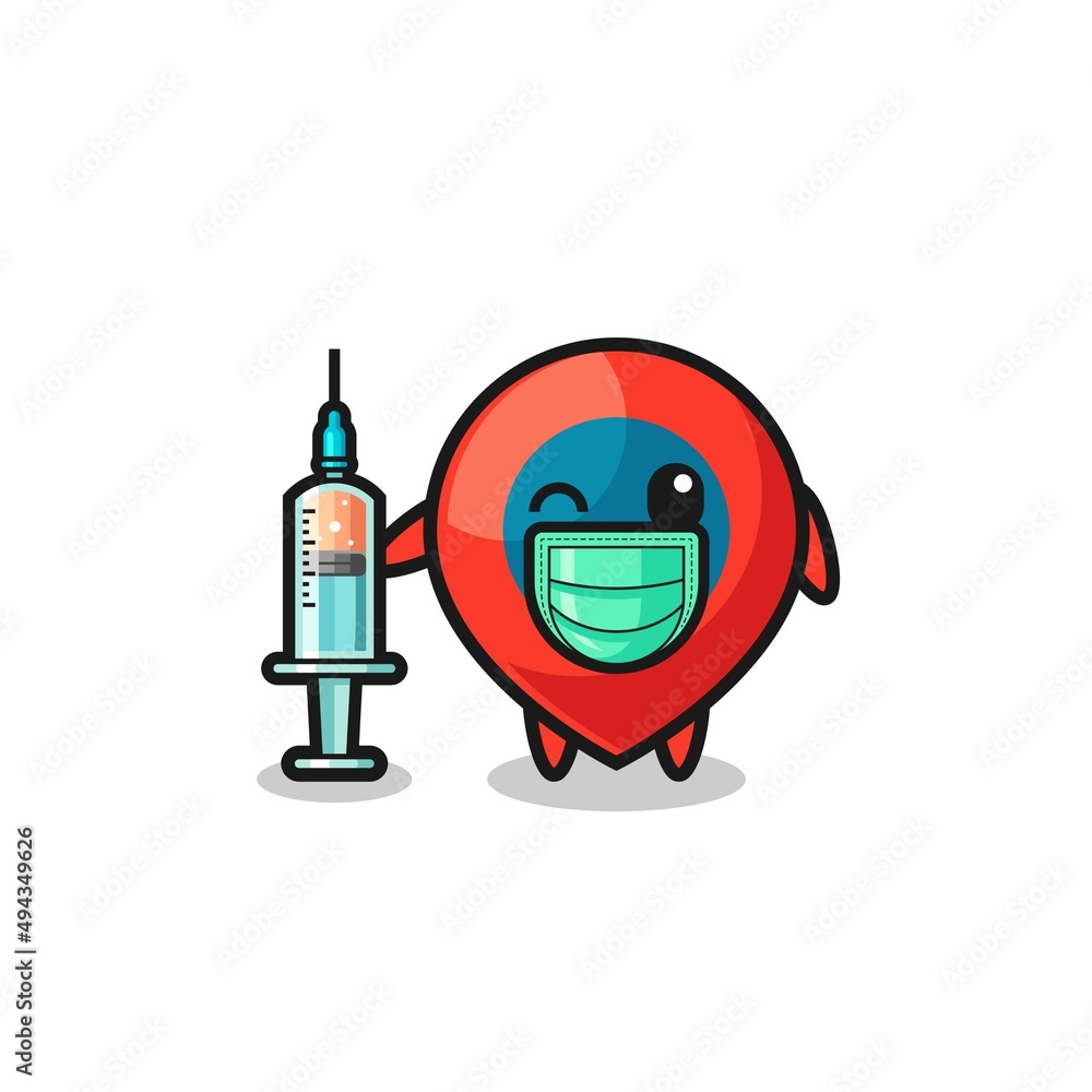 location symbol mascot as vaccinator