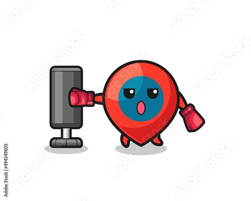 location symbol boxer cartoon doing training with punching bag