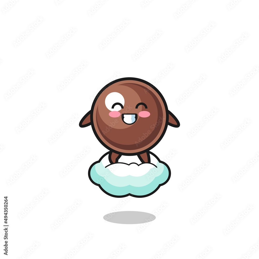cute tapioca pearl illustration riding a floating cloud cute tapioca pearl illustration riding a floating cloud