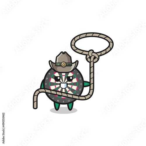 the dart board cowboy with lasso rope