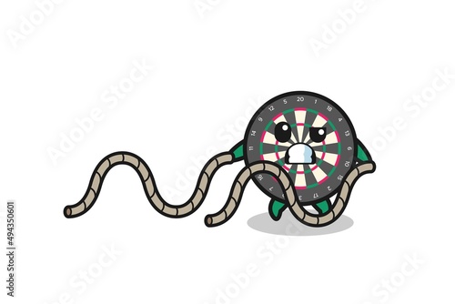 illustration of dart board doing battle rope workout