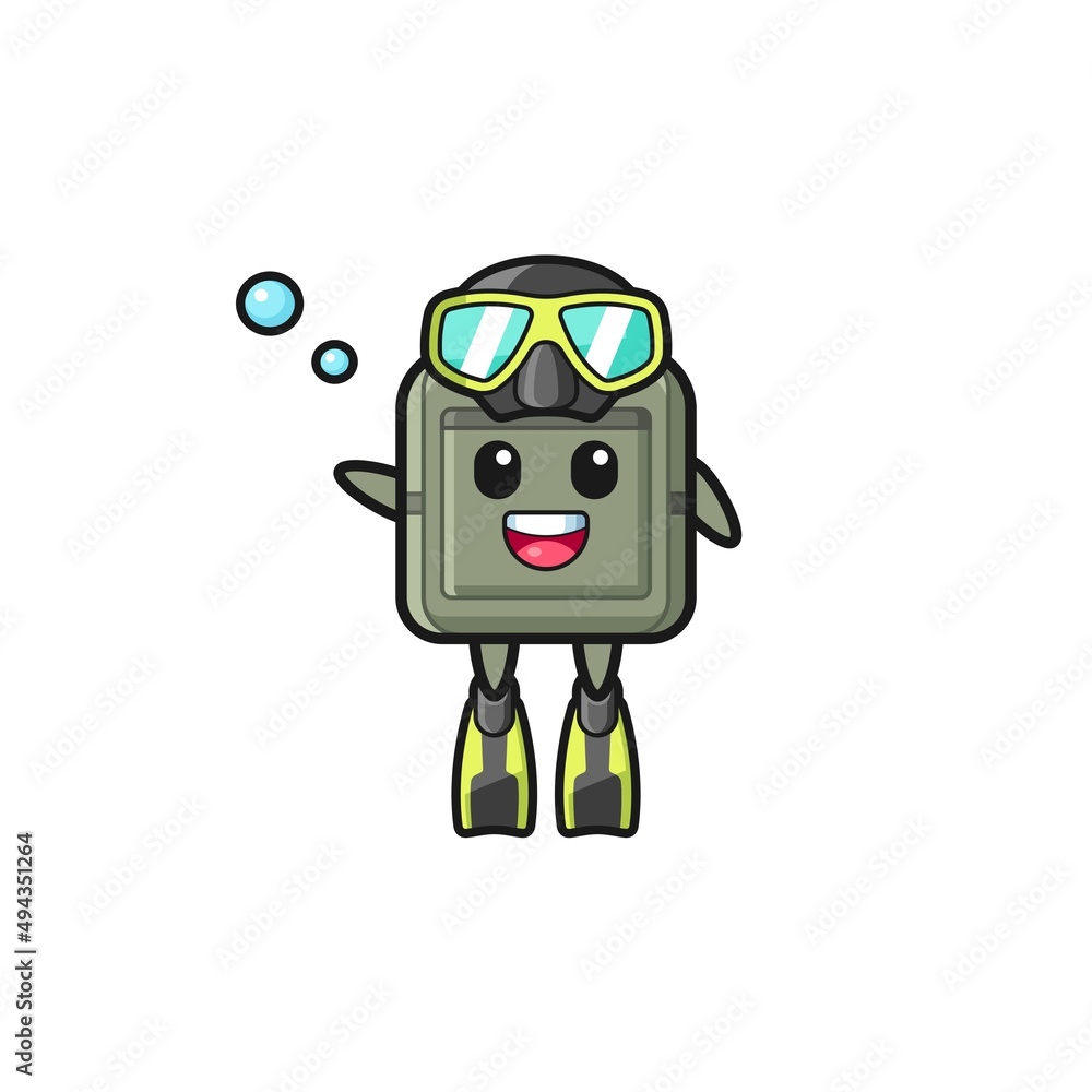 the school bag diver cartoon character the school bag diver cartoon character