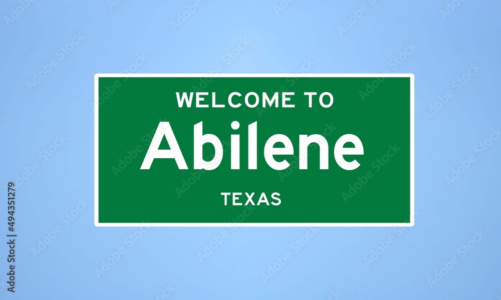 Abilene, Texas city limit sign. Town sign from the USA. Abilene, Texas city limit sign. Town sign from the USA.