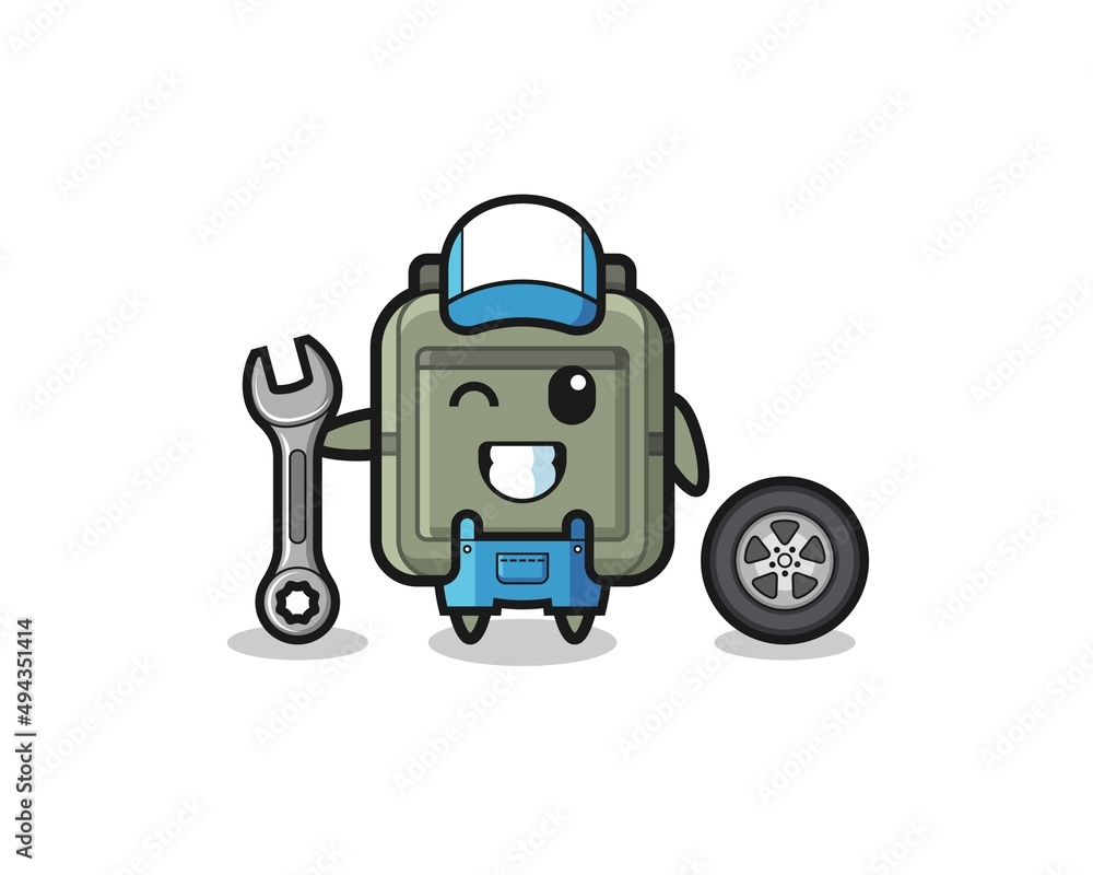 the school bag character as a mechanic mascot the school bag character as a mechanic mascot