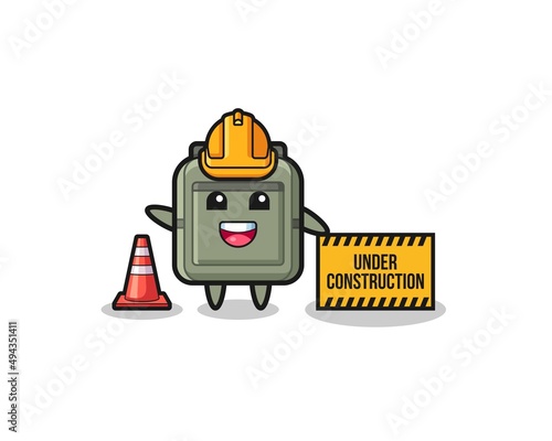 illustration of school bag with under construction banner