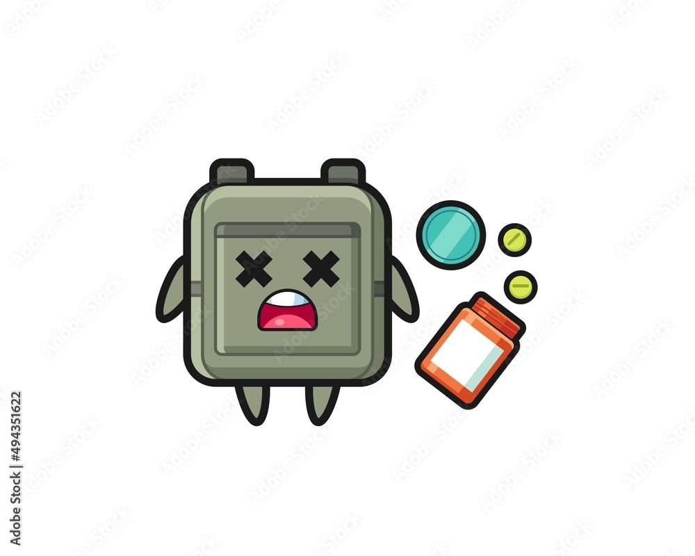 illustration of overdose school bag character illustration of overdose school bag character