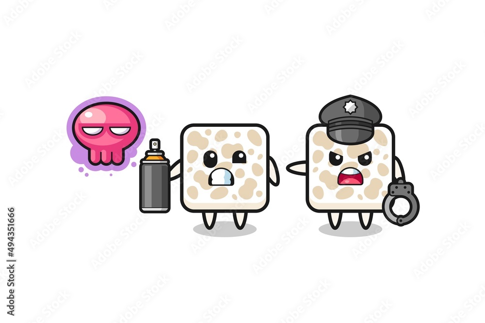 tempeh cartoon doing vandalism and caught by the police tempeh cartoon doing vandalism and caught by the police
