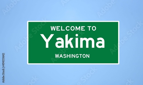 Yakima, Washington city limit sign. Town sign from the USA. photo