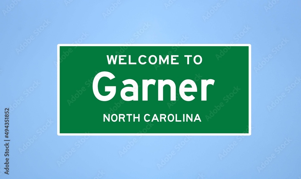 Garner, North Carolina city limit sign. Town sign from the USA. - obrazy, fototapety, plakaty 