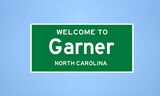 Garner, North Carolina city limit sign. Town sign from the USA.