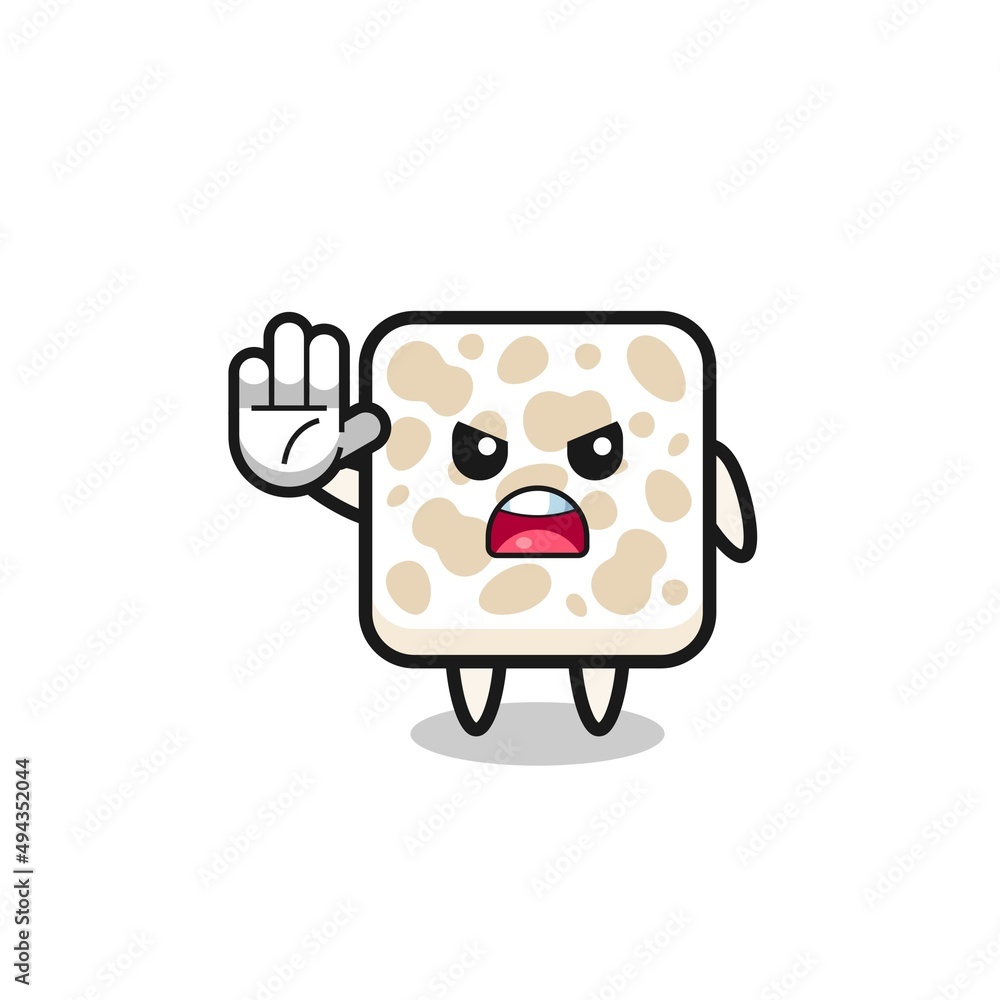 tempeh character doing stop gesture tempeh character doing stop gesture