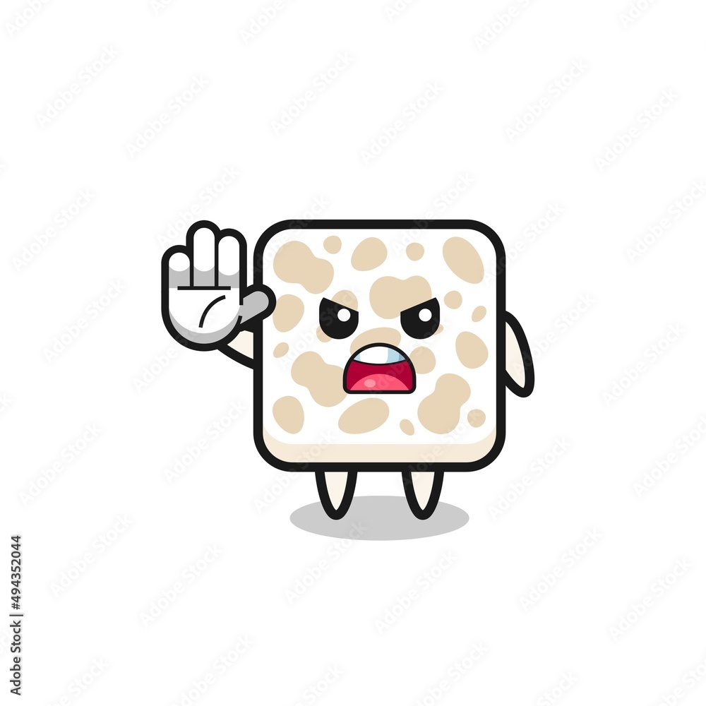 tempeh character doing stop gesture