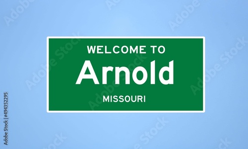 Foto Arnold, Missouri city limit sign. Town sign from the USA.