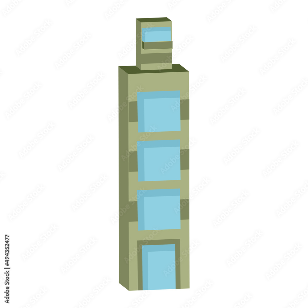Isolated 3d residential building icon Vector