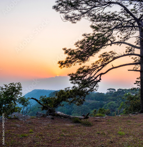 Beautiful scenery on the top of the mountain at sunset 003