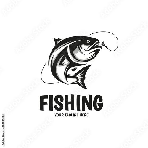 Fish icon vector illustration for fishing logo design