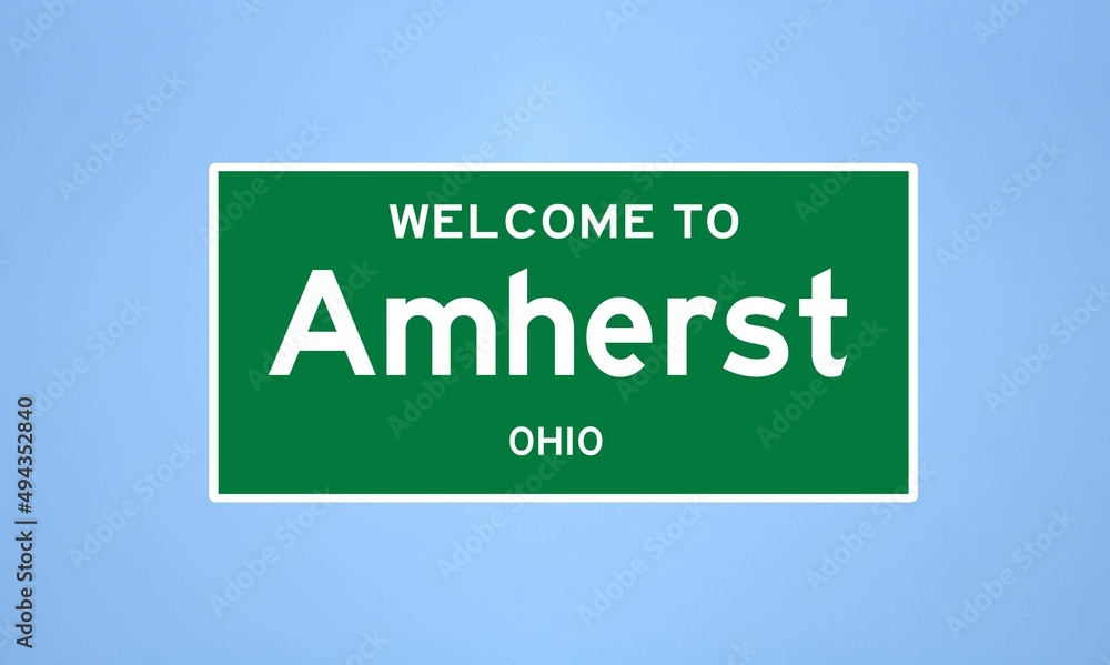 Amherst, Ohio city limit sign. Town sign from the USA. Amherst, Ohio city limit sign. Town sign from the USA.
