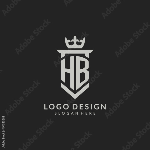 Initial HB shield and crown logo style