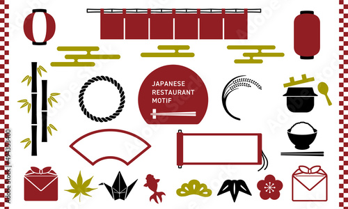和食店モチーフのイラスト Japanese restaurant motifs