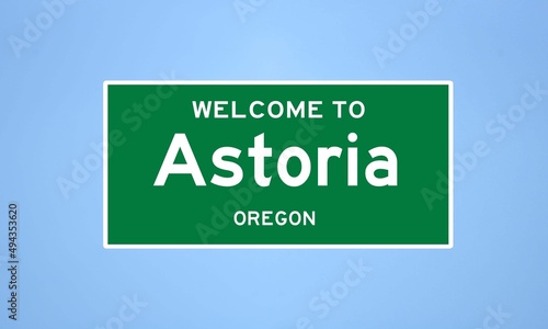 Tableau sur toile Astoria, Oregon city limit sign. Town sign from the USA.