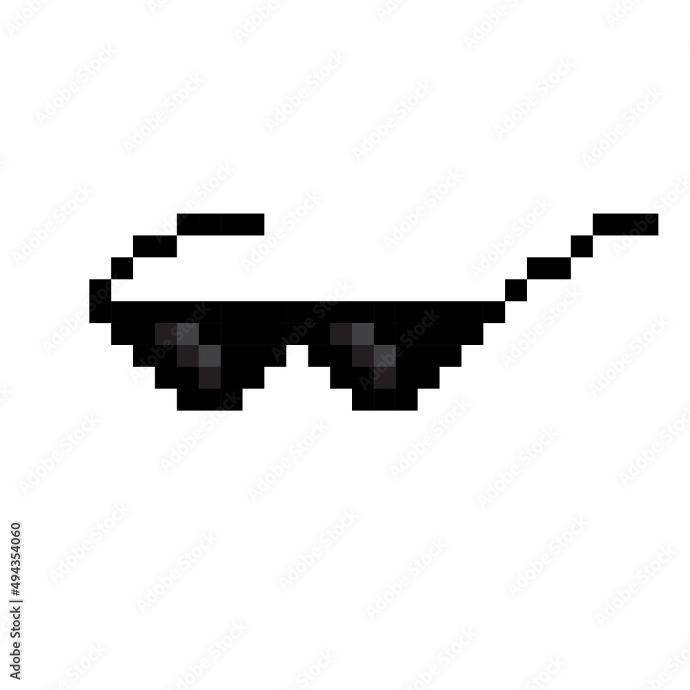 Stylish pixel glasses, great design for any purposes. 8 bit style pixel art background. Vector illustration. stock image. 