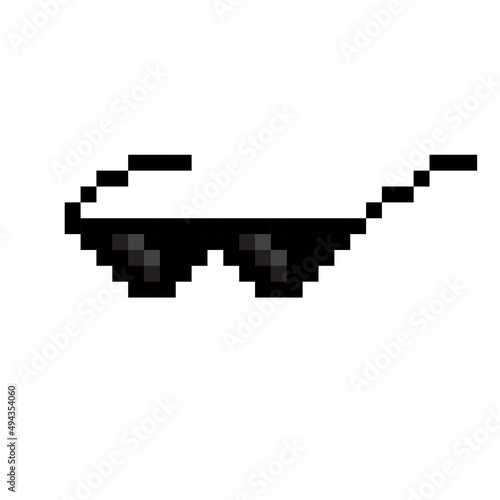 Stylish pixel glasses  great design for any purposes. 8 bit style pixel art background. Vector illustration. stock image. 