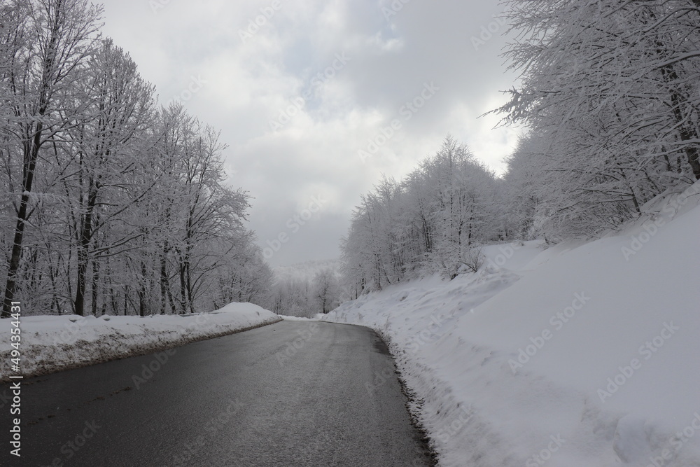 Obraz premium Snow scene at Kartepe Mountain, Izmit, Turkey