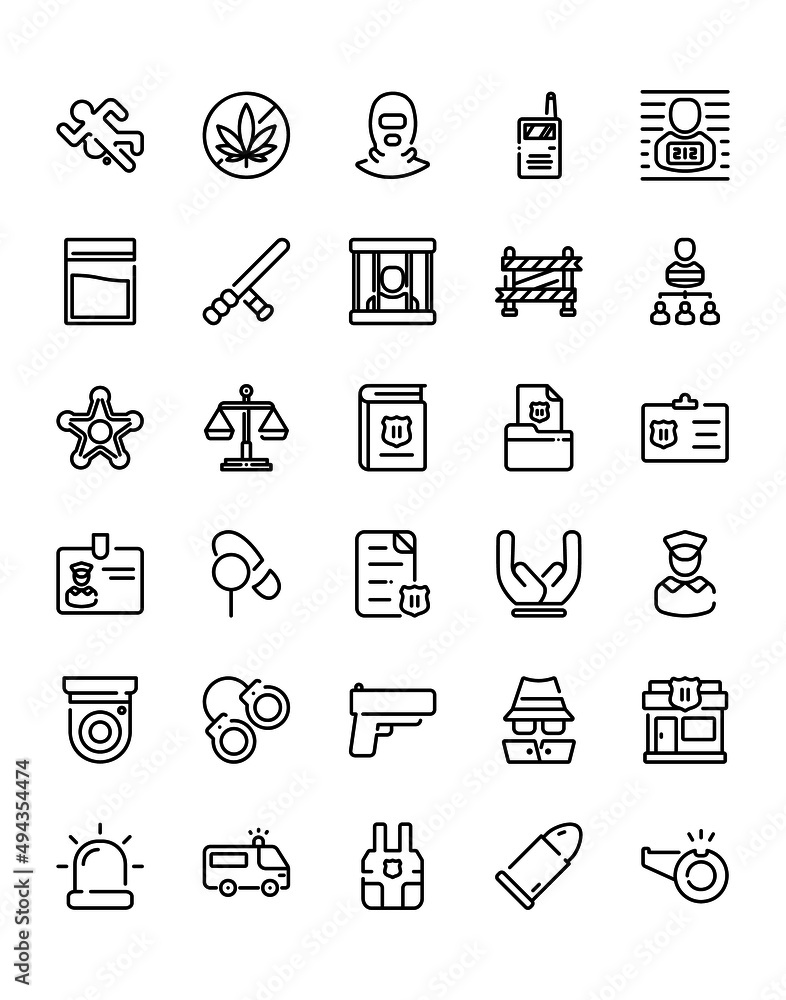 Fototapeta premium Police Icon Set 30 isolated on white background
