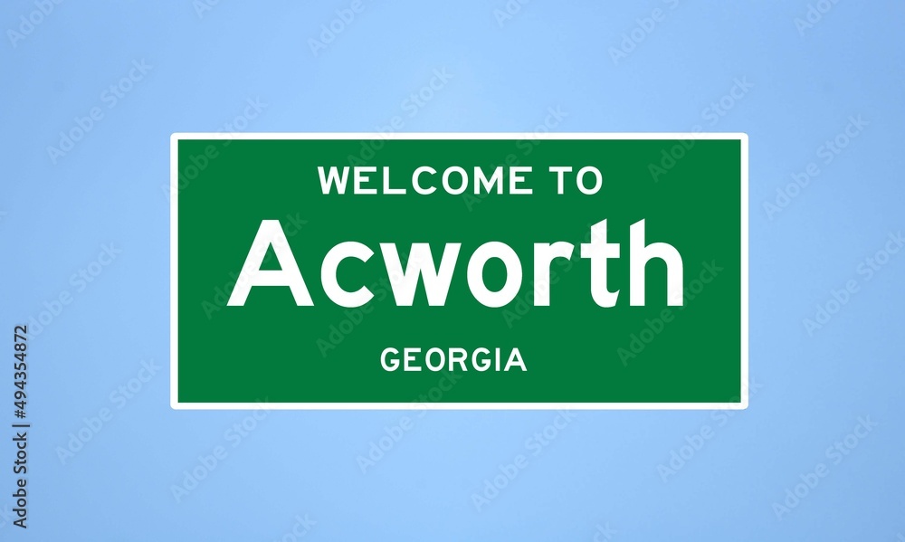 Acworth, Georgia city limit sign. Town sign from the USA. Acworth, Georgia city limit sign. Town sign from the USA.