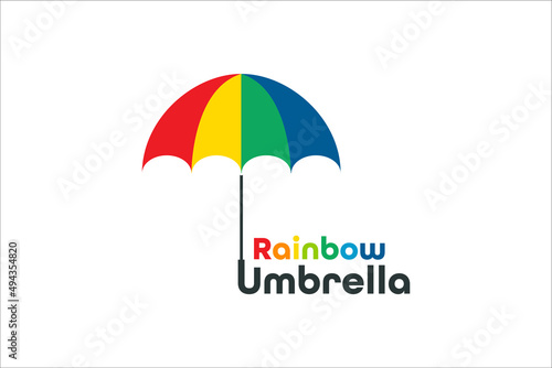 colorful rainbow umbrella logo design © Sabavector