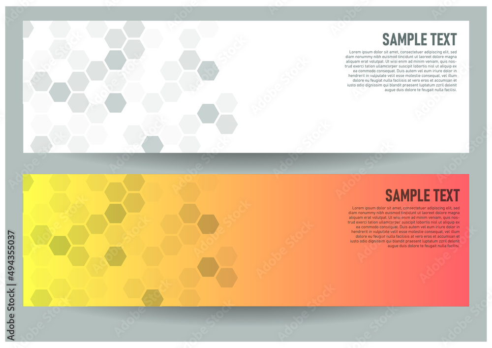set of banner with hexagonal pattern