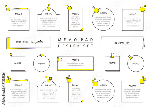 シンプルな線画のメモパッド・デザインセット