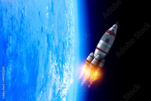 Fototapeta Naklejka Na Ścianę i Meble -  Rocket space ship . Mixed media
